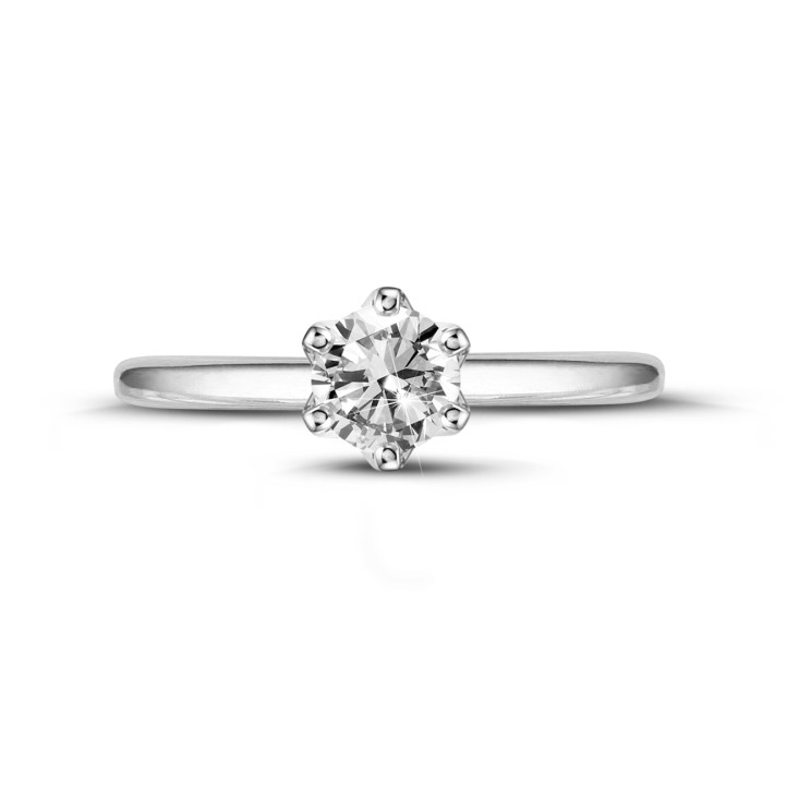 0.70 carat solitaire ring in white gold with round diamond