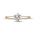0.70 carat solitaire ring in red gold with round diamond
