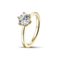 3.00 carat solitaire ring in yellow gold with round diamond