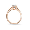 0.90 carat solitaire ring in red gold with round diamond and four prongs