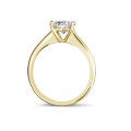 1.50 carat solitaire ring in yellow gold with round diamond and four prongs