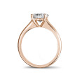 2.50 carat solitaire ring in red gold with round diamond and four prongs