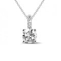 3.00 carat solitaire pendant in platinum with four prongs and round diamonds