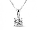 0.90 carat solitaire pendant in platinum with round diamond and four prongs