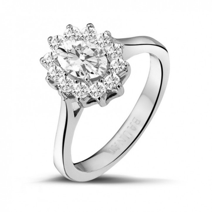 Ms Dadi entourage ring in platinum with 0.50 carat oval diamond