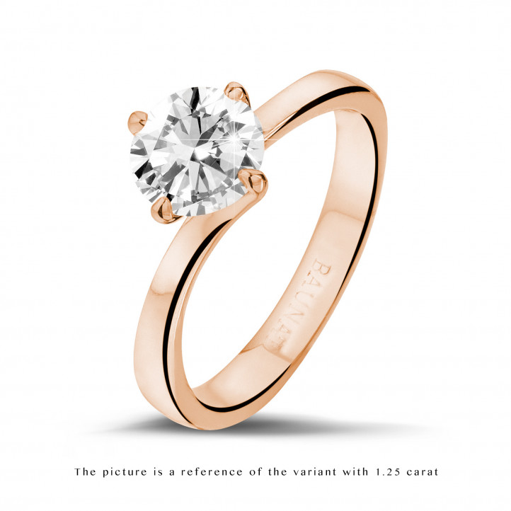 2.00 carat solitaire diamond ring in red gold