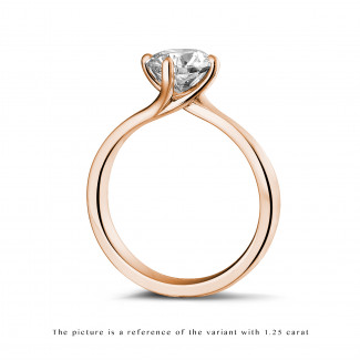 Engagement - 3.00 carat solitaire diamond ring in red gold