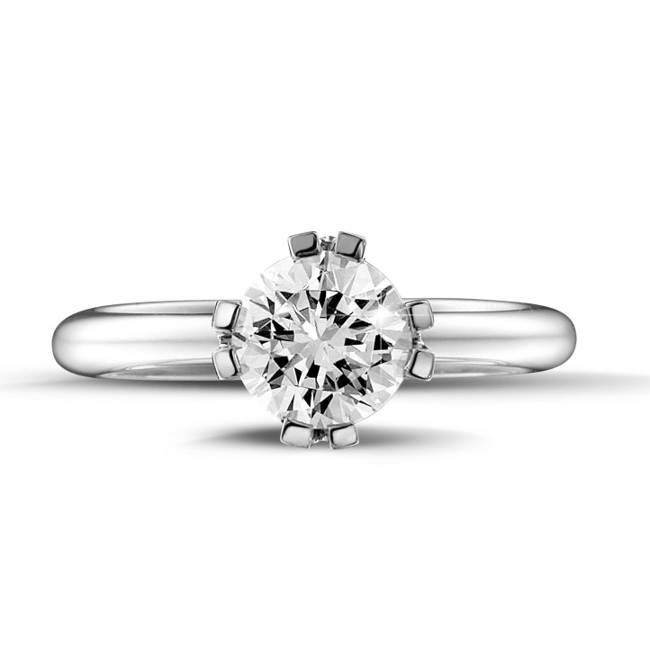 1.25 carat solitaire diamond design ring in white gold with eight prongs