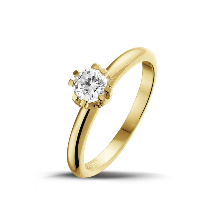 0.70 carat solitaire diamond design ring in yellow gold with eight prongs