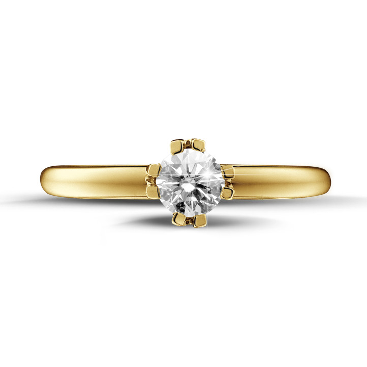 0.70 carat solitaire diamond design ring in yellow gold with eight prongs