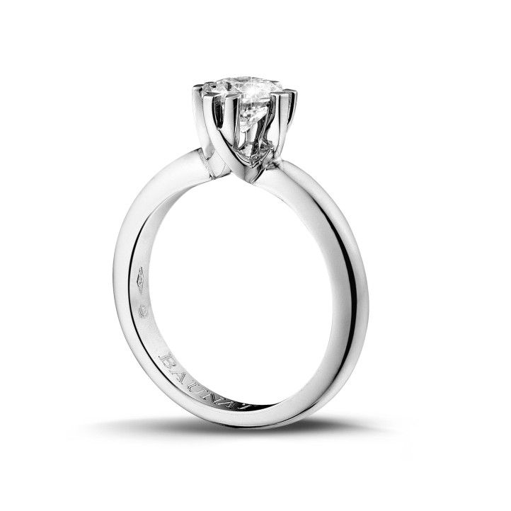 1.00 carat solitaire diamond design ring in platinum with eight prongs