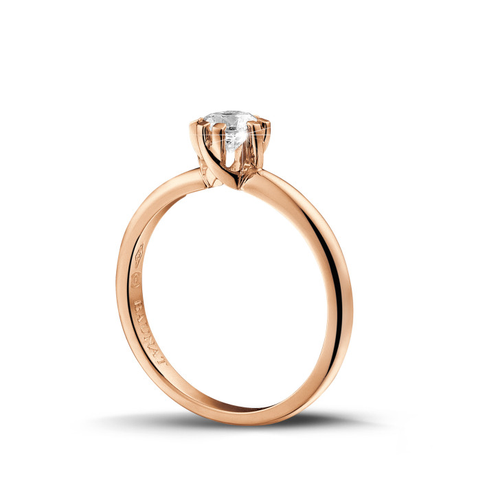 0.50 carat solitaire diamond design ring in red gold with eight prongs