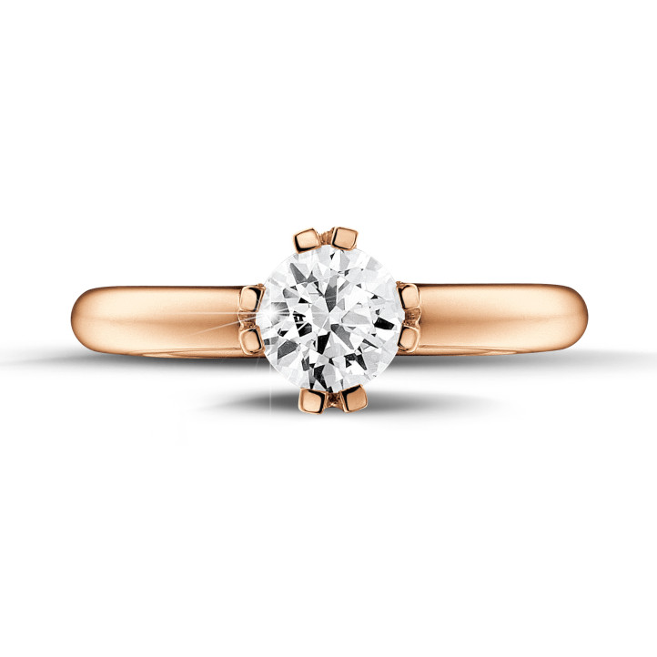 0.90 carat solitaire diamond design ring in red gold with eight prongs