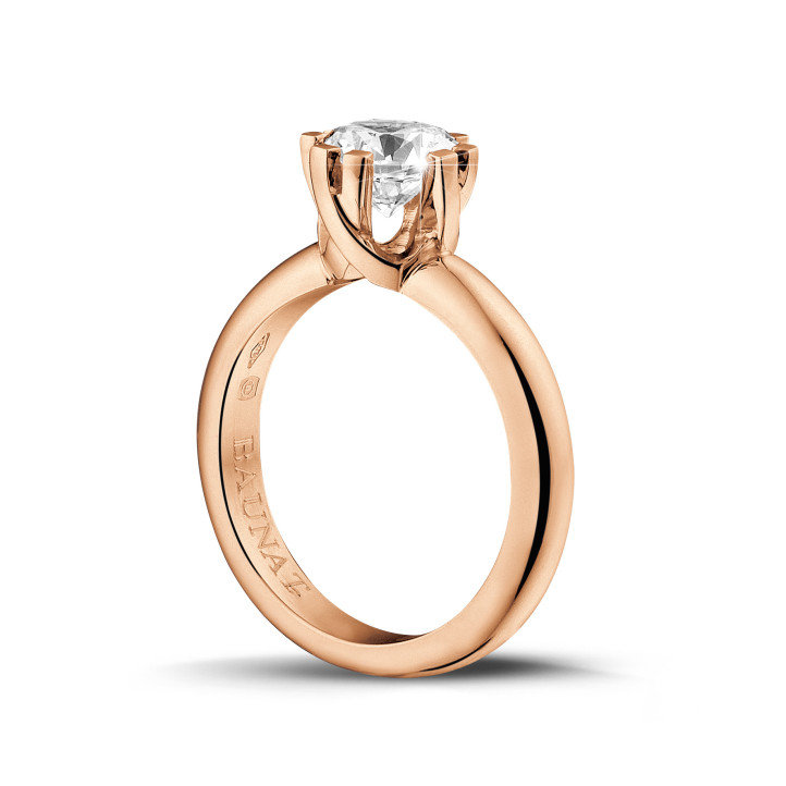 1.50 carat solitaire diamond design ring in red gold with eight prongs