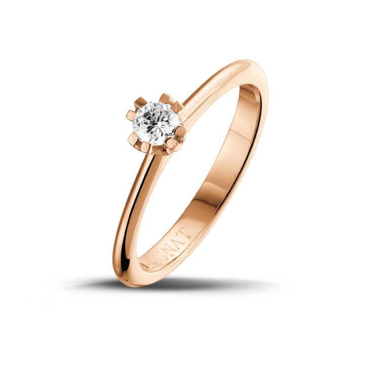 0.25 carat solitaire diamond design ring in red gold with eight prongs