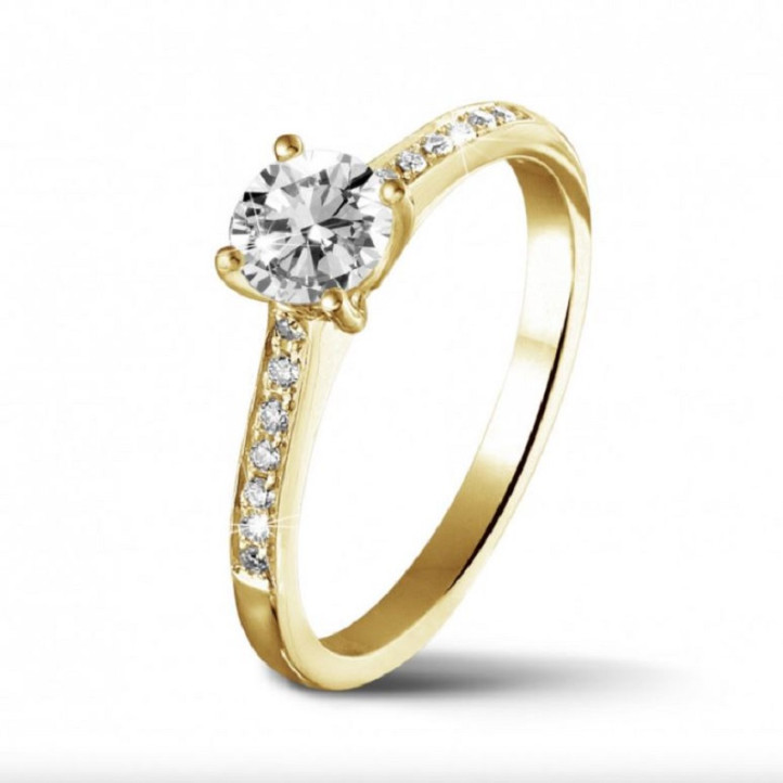Habets - BAUNAT 0.40 karaat solitaire ring in geel goud met zijdiamanten