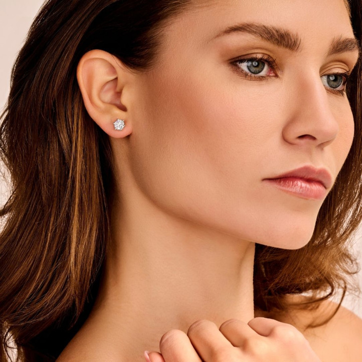 Solitaire 3 Carat Diamond Earrings | White Gold - BAUNAT