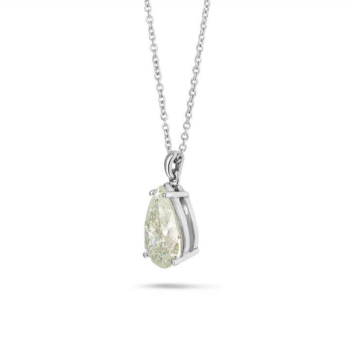 6.01 carat white golden solitaire pendant with pear shaped diamond