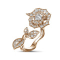 0.30 carat diamond flower design ring in red gold