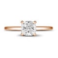 2.00 carat solitaire ring with a cushion diamond in red gold