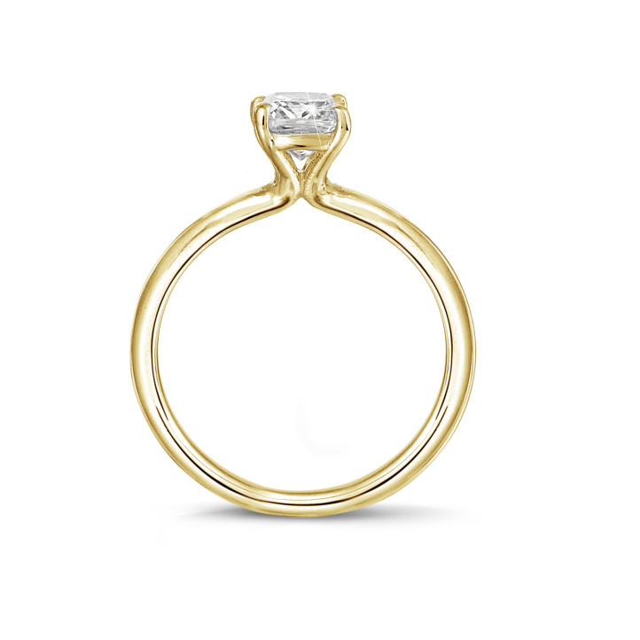 1.50 carat solitaire ring with an emerald cut diamond in yellow gold