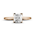 1.20 carat solitaire ring in red gold with princess diamond
