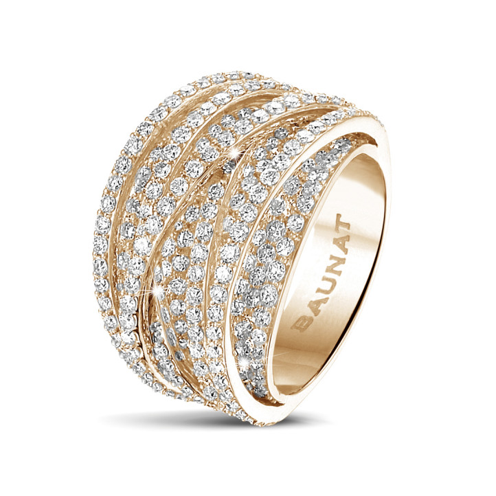3.50 carat ring in red gold with round diamonds