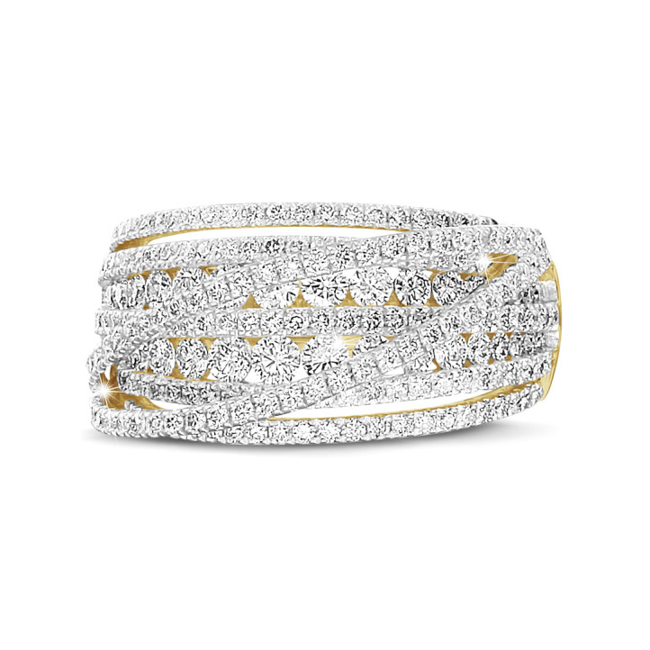 1.50 carat ring in yellow gold with round diamonds