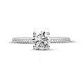 1.50 carat solitaire ring in white gold with side diamonds