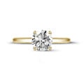 1.00 carat solitaire ring in yellow gold with round diamond