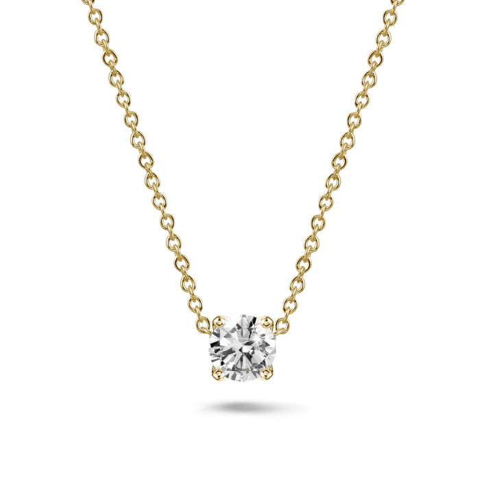 1.00 carat solitaire pendant in yellow gold with round diamond