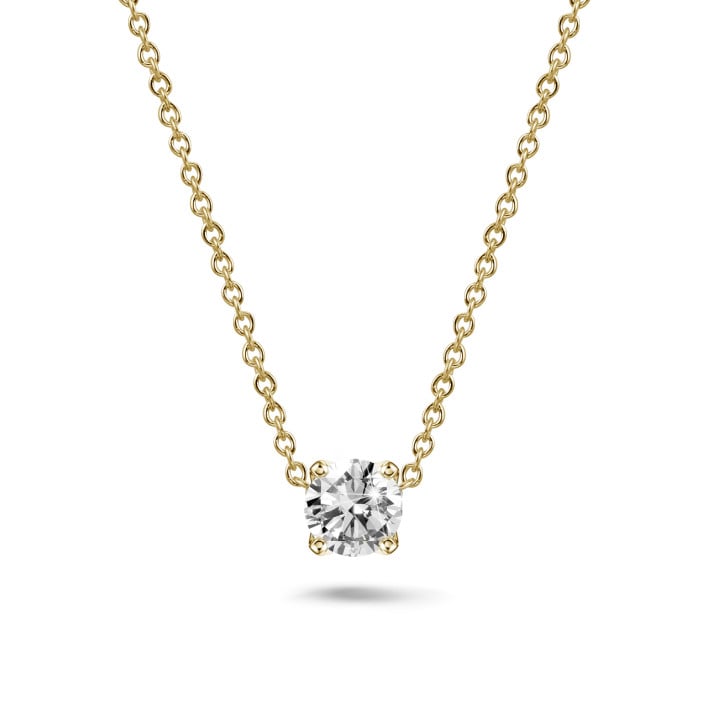 3.00 carat solitaire pendant in yellow gold with round diamond
