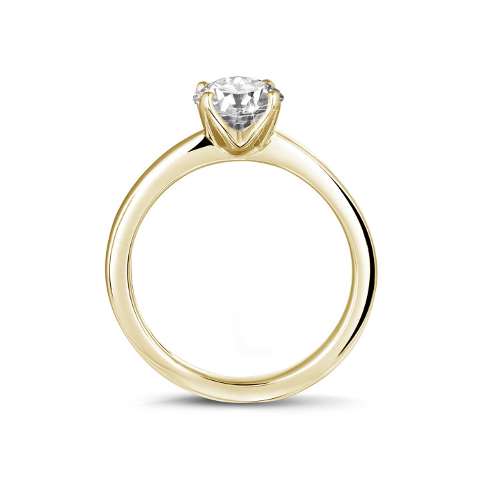 0.90 carat solitaire ring in yellow gold with round diamond