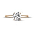 1.25 carat solitaire ring in red gold with round diamond