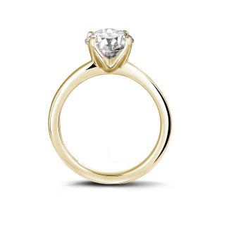 2.00 carat solitaire ring in yellow gold with round diamond