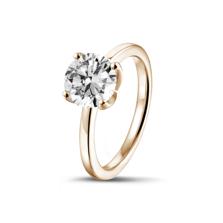 2.50 carat solitaire ring in red gold with round diamond