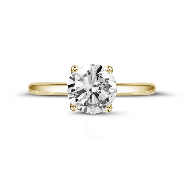 3.00 carat solitaire ring in yellow gold with round diamond