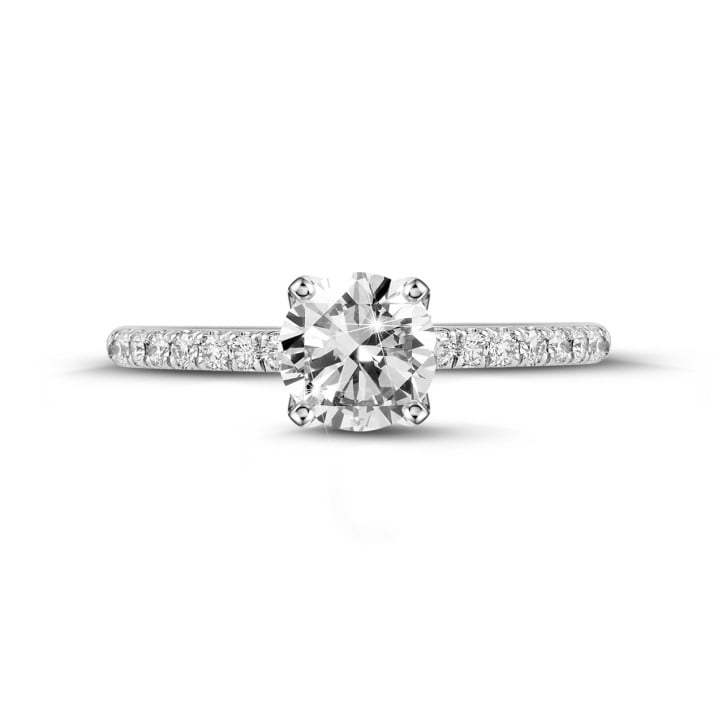 1.25 carat solitaire ring in white gold with side diamonds