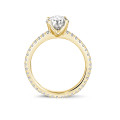 2.50 carat solitaire ring in yellow gold with side diamonds