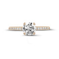 3.00 carat solitaire ring in red gold with side diamonds