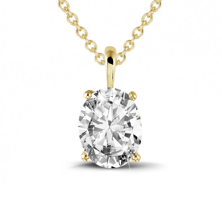 1.00 carat solitaire pendant in yellow gold with oval diamond