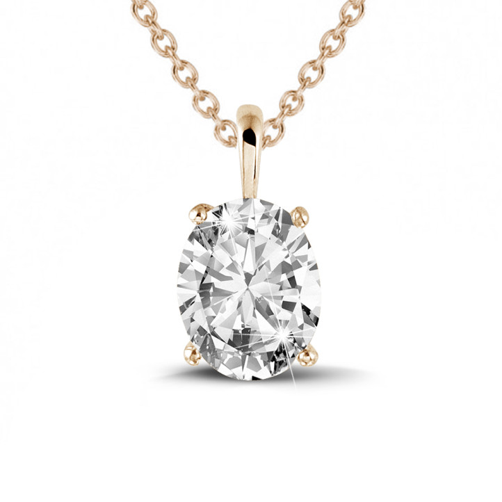 1.20 carat solitaire pendant in red gold with oval diamond