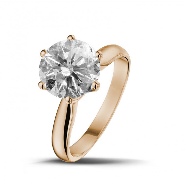 3.00 carat solitaire diamond ring in red gold