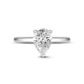 0.70Ct solitaire ring in white gold with pear diamond