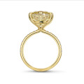 7.07ct solitaire ring in yellow gold with ‘fancy intense yellow’ cushion diamond and side stones 