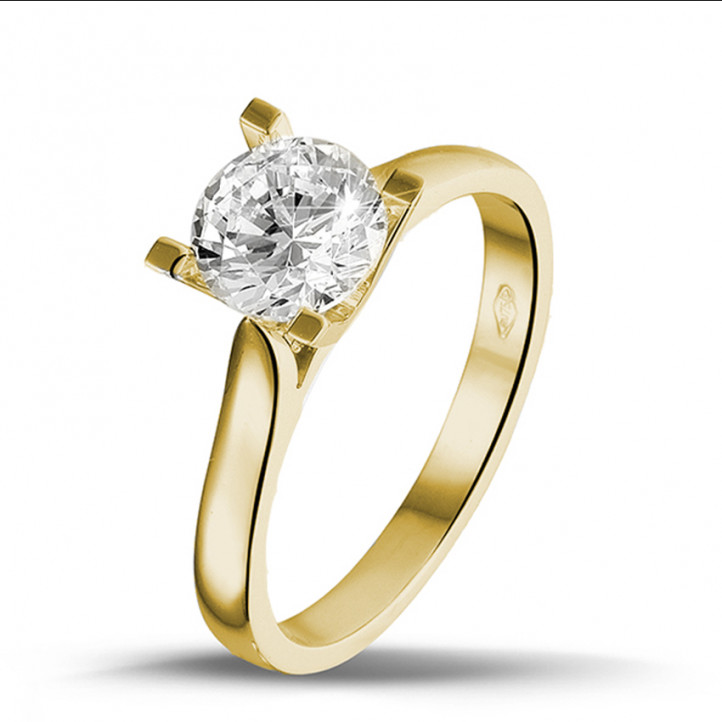 1.25 carat solitaire diamond ring in yellow gold