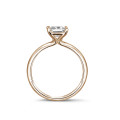 1.00 carat solitaire ring with a princess diamond in red gold