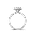 0.70 carat solitaire halo ring with a princess diamond in white gold with round diamonds