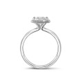 2.00 carat solitaire halo ring with a princess diamond in white gold with round diamonds