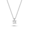 1.00 carat solitaire cushion cut diamond pendant in white gold